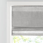 Madison Park Kyler Cordless Roman Shades - Single Panel, Lightweight Linen Blend Fabric, Natural Design, Easy Installation, Light Filtering Window Blind, Bedroom, Living Room Decor 31" W x 64" H Grey