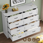 8-Drawer Dresser for Bedroom, Modern Wooden Chest of Drawers with Metal Handles, Anti-Tipping Design, Sturdy and Stable Storage Organizer for Living Room, Entryway, Home Office