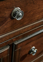 Signature Design by Ashley Porter Traditional 5 Drawer Chest of Drawers, Dark Brown
