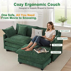 Cloud Chenille L-Shaped Sofa with Ottoman, 77" Space Saving Sectional Loveseat with Chaise, for Small Spaces, Easy Assembly, 1YR Warranty