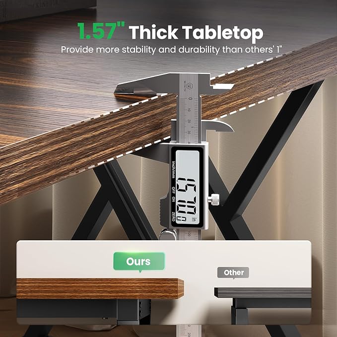 70.8" Large Executive Desk - Computer Office Desk Workstation, Modern Business Writing Table with Sturdy Metal Legs for Home Office (Wood Color, 71 Inch)