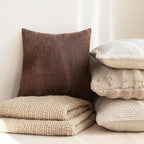 Foindtower Pack of 2 Soft Textured Chenille Throw Decorative Pillow Covers Square Accent Solid Cushion Cover Cozy Neutral Farmhouse Pillow Case for Couch Sofa Bedroom Living Room 26x26 Inch,Red Brown