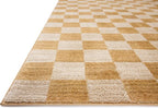 Loloi Chris Loves Julia Calvin Collection CLV-01 Apricot/Ivory 2'-7" x 7'-6" Runner Rug Checkered Neutral Soft Living Room Bedroom Carpet