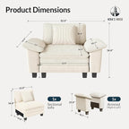 HERA'S HOUSE Oversized Modular Sectional Sofa, 54" Armchair Cloud Couch Mixed Fabric Sleek Couches for Living Room, Beige