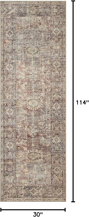 Loloi Amber Lewis Georgie Collection GER-06 Bordeaux/Antique 2'-6" x 9'-6", .19" Pile Height, Runner Rug