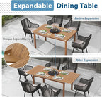 JOIVI Outdoor Dining Set for 6, 7 Pieces Patio Dining Table and Chairs Set, Rattan Rope Patio Outdoor Furniture Set with Wood Extendable Dining Table for Deck, Backyard, Indoor Dining Room, Black