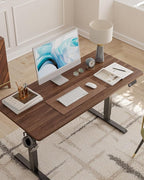 CubiCubi 40 x 24 Inches Electric Standing Desk, Height Adjustable Sit to Stand Desk, Home Office Table with Splice Board, Black Walnut