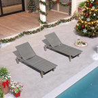PURPLE LEAF Patio Oversized Chaise Lounge Rattan Chair Set of 2 Outdoor Pool Adjustable Recliner Wicker Chairs for Outside Woven Furniture Tanning Poolside Lounger Granite Gray