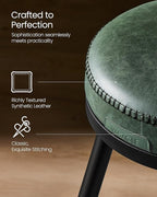 VASAGLE EKHO Collection - Bar Stools Set of 2, Swivel Bar Height Bar Stools with Back, Synthetic Leather with Stitching, Mid-Century Modern, 30-Inch Tall Barstools for Kitchen Home Bar, Forest Green