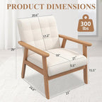 Westice Accent Chair Set of 2, Mid-Century Modern Living Room Chairs with Solid Wood Frame & Soft Thicken Cushion, Upholstered Arm Reading Chair for Bedroom, Balcony, Beige Linen Fabric & Natural Legs
