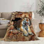 Tiger Throw Blanket, 80"x60", Microfiber Flannel Blend, Animal Print, Multicolor, Unisex, Adults & Kids, All Seasons