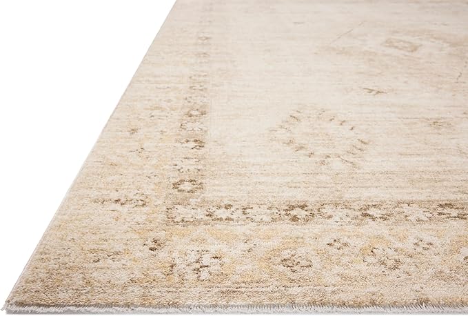 Loloi Chris Loves Julia Palma Collection PLM-06 Natural/Smoke 6'-3" x 9'-6" Fringe Area Rug Vintage Style Boho Living Room Bedroom Carpet