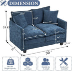 50" Loveseat Sofa Small Cloud Couch | Mini Chenille Love Seat Couches with 2 Pillows | 27.16" Deep Seat for Small Spaces Bedroom Dorm Apartment | Blue