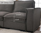 EALSON 93" Modular Sectional Sofa Comfy Cloud Couch with Ottoman Modern Convertible L Shape Couches with Wooden Legs Linen Deep Seat Couch 4-Seater Sofa for Living Room/Apartment, Grey