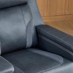 Watson & Whitely Genuine Leather Electric Recliner Chairs for Adults, Lay Flat Recliner with Power Headrest & Chargers for Living Room, Blue