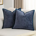 FUTEI Navy Blue Chenille Throw Pillow Covers 16x16 Inch Set of 2,Soft Cozy Bound Edge Design Cushion Case,Home Decor for Couch Bed Living Room
