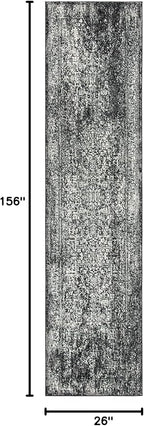 SAFAVIEH Evoke Collection 2'2" x 13' Black / Grey EVK256R Oriental Distressed Non-Shedding Living Room Bedroom Runner Rug