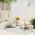 POLYWOOD Estate 3-Piece Rocking Chair Set, Outdoor Patio Porch Rockers with Side Table, All-Weather HDPE Furniture, Fade-Free, Sand