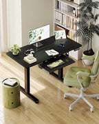 Casaottima Electric Standing Desk with Keyboard Tray, 40 Inch Height Adjustable, Sit Stand Table, Writing Computer Desk for Home, Office, Workstation, Black