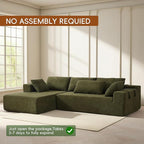 108" Modular Sectional Couch Sofa with L-Shape Chaise, Modern Cloud Comfy Sofa with Deep Seat, Upholstered Couches for Living Room Bedroom, No Assembly Required (Green Right Facing Chaise)