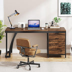 Tribesigns Computer Desk with 3 Drawers, 59-Inch PC Desk with Reversible Drawers, Industrial Study Writing Table Workstation with File Storage for Home Office, Rustic Brown