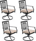 Sophia & William Outdoor Metal Swivel Chairs Set of 4 Patio Dining Rocker Chair with Cushion Furniture Set for Garden Backyard Bistro, 300 lbs
