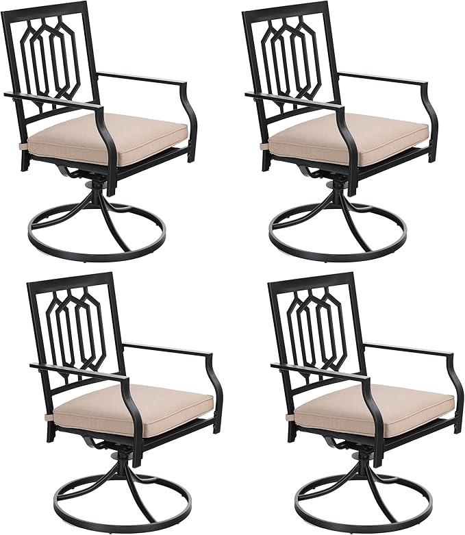Sophia & William Outdoor Metal Swivel Chairs Set of 4 Patio Dining Rocker Chair with Cushion Furniture Set for Garden Backyard Bistro, 300 lbs