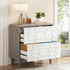 Tribesigns 2-Drawer File Cabinet, Lateral Filing Cabinet for A4/Letter/Legal Size, Office Storage Cabinet, Printer Stand with Storage Drawer for Home Office, White and Gray