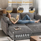 77" Cloud Chenille Sectional Sofa with 2 Ottoman｜Modular Couch with 29.1" Deep Seat｜FSC Solid Wood Frame｜Easy Assembly & 1YR Guarantee｜for Apartment Living Room (Grey, 77 Inch（U）)