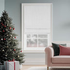 Madison Park Galen Cordless Roman Shade, 29"W x 64"H, Sheen White – Room Darkening, Thermal Insulated, Energy Efficient Window Blind with Subtle Sheen Basketweave Fabric for Privacy