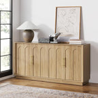 Sideboard Buffet Cabinet with Storage, Modern Accent Cabinet with Arched Doors, Boho Modular Media Console, 67" Large Minimalist Credenza for Living Room Kitchen Dining Room Entryway, Oak