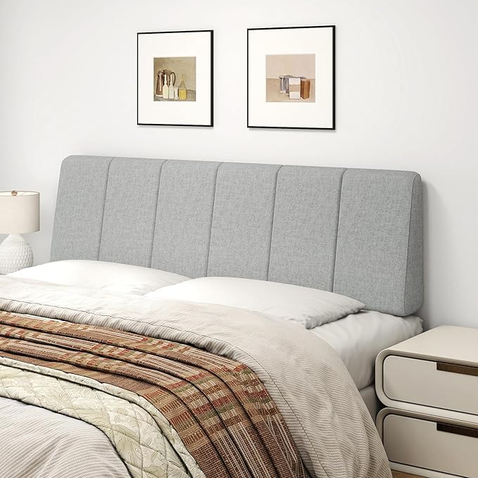 Queen Size Headboard Only-No Assembly, Upholstered Headboard Queen Size Linen Fabric Modern Style Headboards for Adjustable Bed Extra-Thick, Light Gray