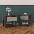 Christopher Knight Home Zeri Bedroom Nightstands Set of 2, Wood Nightstand with Drawers, Small Bedside Table Set of 2, End Table for Living Room, Multipurpose Storage Cabinet, Light Gray + Walnut