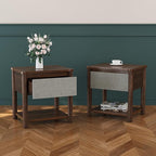 Christopher Knight Home Zeri Bedroom Nightstands Set of 2, Wood Nightstand with Drawers, Small Bedside Table Set of 2, End Table for Living Room, Multipurpose Storage Cabinet, Light Gray + Walnut