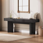 Tribesigns 47" Wooden Entryway Bench, Farmhouse Indoor End of Bed Bench, Long Table Benches Seat for Bedroom, Hallway, Foyer, End of Bed (Black)