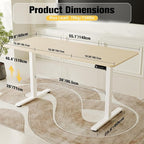 ERGOMAKER Electric Standing Desk, 55" x 23.6" Height Adjustable Sit Stand Desk with Splice Board for Home Office, Computer Desk Memory Preset (White Frame, Gold Oak Desktop)
