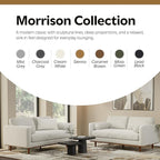 SIMPLIHOME Morrison 72-inch Wide Sofa in Cream White Woven-Blend Fabric, Handcrafted Mid-Century Modern Loveseat for Living Room or Family Room, Single Bench Cushion, Bolster Pillows