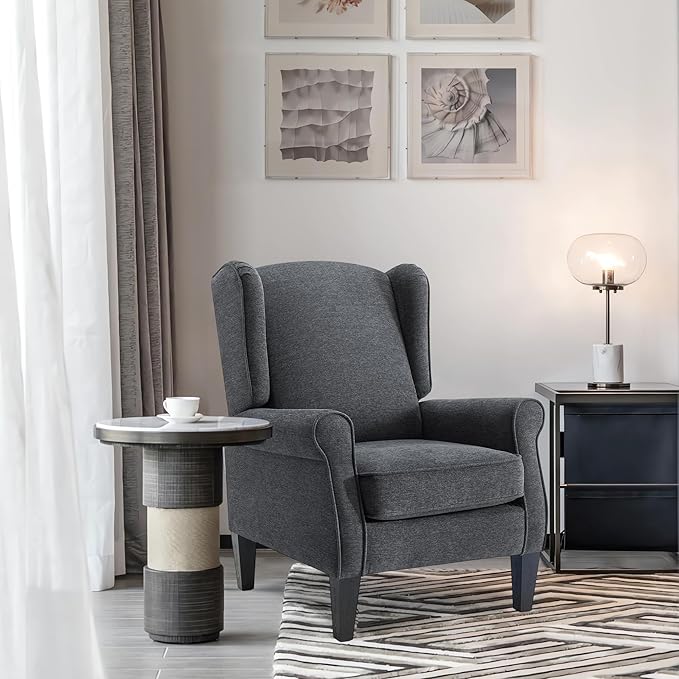 Accent Chair Set of 4, Modern Living Room Chairs with Wingback, Comfy Upholstered High Back Single Sofa for Bedroom, Mid-Century Reading Armchair Sillas para Sala