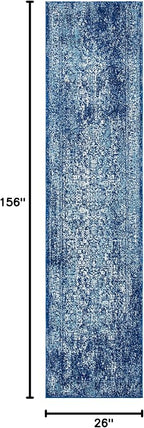SAFAVIEH Evoke Collection 2'2" x 13' Navy/Ivory EVK256A Oriental Distressed Non-Shedding Living Room Bedroom Runner Rug