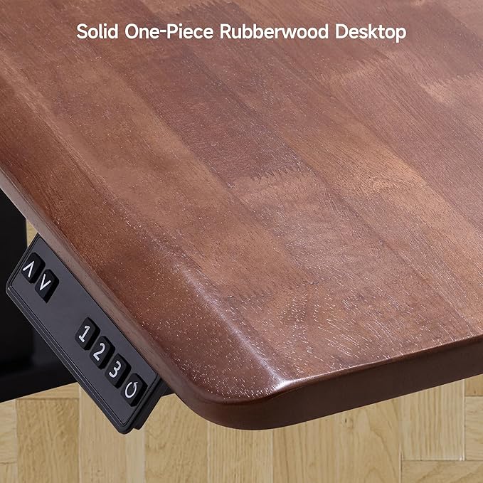 ONBRILL Standing Desk, 55x23.6 Inches Whole-Piece Board Rectangle Stand Up Desk with Solid Wood Desktop and Memory Controller, Adjustable Height from 28-46 Inches for Home & Office, Black Walnut