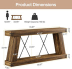 Tribesigns 70.9" Farmhouse Console Table, Long Sofa Table Behind Couch with Storage, Narrow Wooden Console Station, Industrial Rustic Entryway Furniture for Hallway, Entry, Living Room (1, Dark Brown)