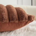 Neelvin Brown Faux Fur Cozy Soft Stripe Decorative Throw Pillow Covers 26x26 inch Set of 2,Velvet Pillowcase Cushion Case for Sofa Couch