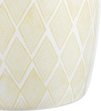 JONATHAN Y TBL1019B Moroccan Diamonds 18" Ceramic Drum Indoor/Outdoor Garden Stool Coastal, Contemporary, Transitional, Patio, Garden Room, Bathroom, Living Room, Yellow