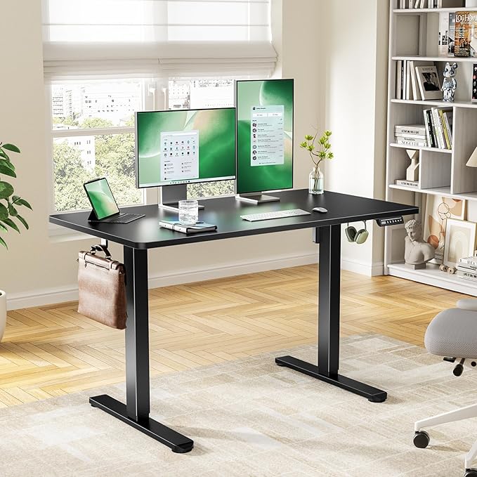 Marsail Electric Standing Desk with One-Piece Desktop,48 x 24 Height Adjustable Office Gaming Computer Desk with Tabletop,Home Office Stand up Desk with 4 Memory Presets, Table for Bedroom(2 Packages)