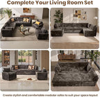 32.7'' Corner Seat for Modular Sectional Sofa, Deep Seat Upholstered Convertible Sleeper Sofas, L/U/V Shaped Plush Corduroy Cloud Couch for Living Room Apartment, Grey