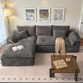 113 in Oversized Cloud Sofa with L Shape Chaise, Sectional Couches for Living Room, Assembly Free Modular Comfy Corduroy Sofa with Left Facing Chaise Longue for Home Apartment (Left Chaise, Gray)