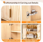 VINGLI Fluted Over The Toilet Storage Cabinet, Modern Behind Toilet Cabinet Bathroom Organizer with 2 Fluted Doors,Wood Storage Organizer Freestanding with Adjustable Shelf for Bathroom,Natural Oak