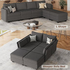 114.17" Modular Sectional Sofa, 6 Seat Sectional Couches with Storage, Memory Foam, Convertible Modular Couch for Living Room, U Shaped Comfy Modular Sofa with Chaise, Dark Grey