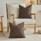 FUTEI Dark Coffee Chenille Throw Pillow Covers 16x16 Inch Set of 2,Edges Double-Stitched Cushion Cases,Modern Home Decor for Couch Living Room