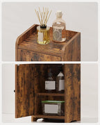 Bathroom Storage Cabinet, Corner Floor Cabinet with 2 Doors and Adjustable Shelf, Narrow Toilet Paper Cabinets, Bathroom Organizer for Small Spaces, 7.9" D x 9.8" W x 29.5" H Rustic Brown
